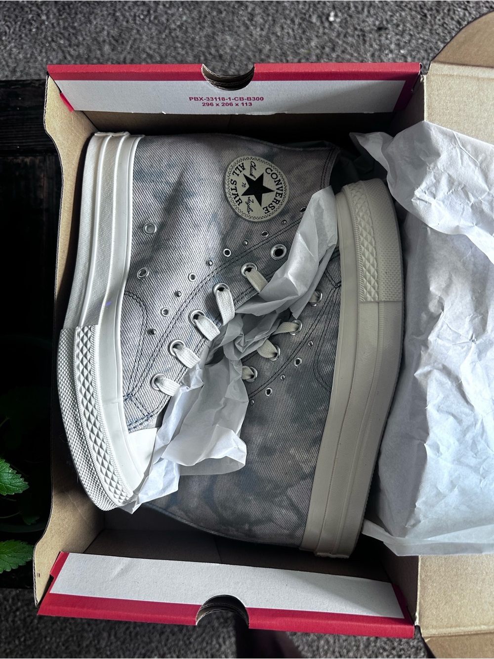 Internal High Heel Converse Red Shoe Box with White Label
